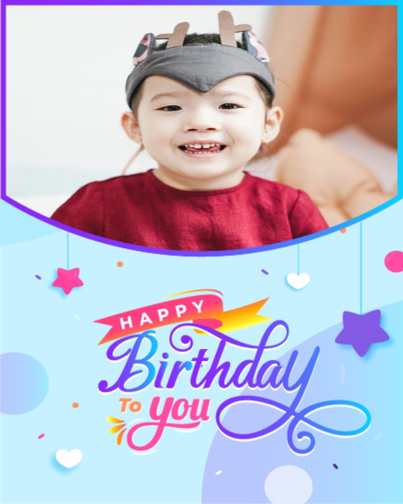 Heart Stars online Kids Birthday Card