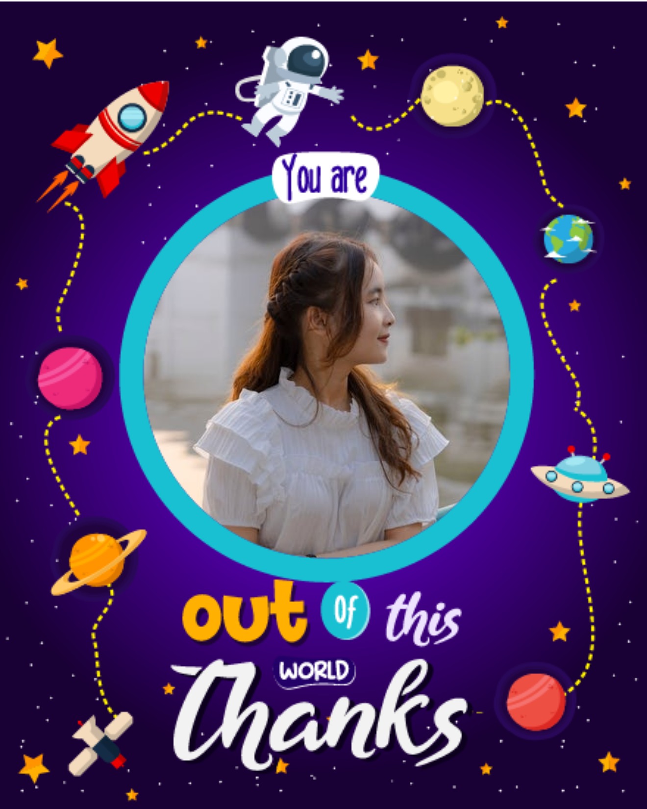 Out Of World online Thank You Card