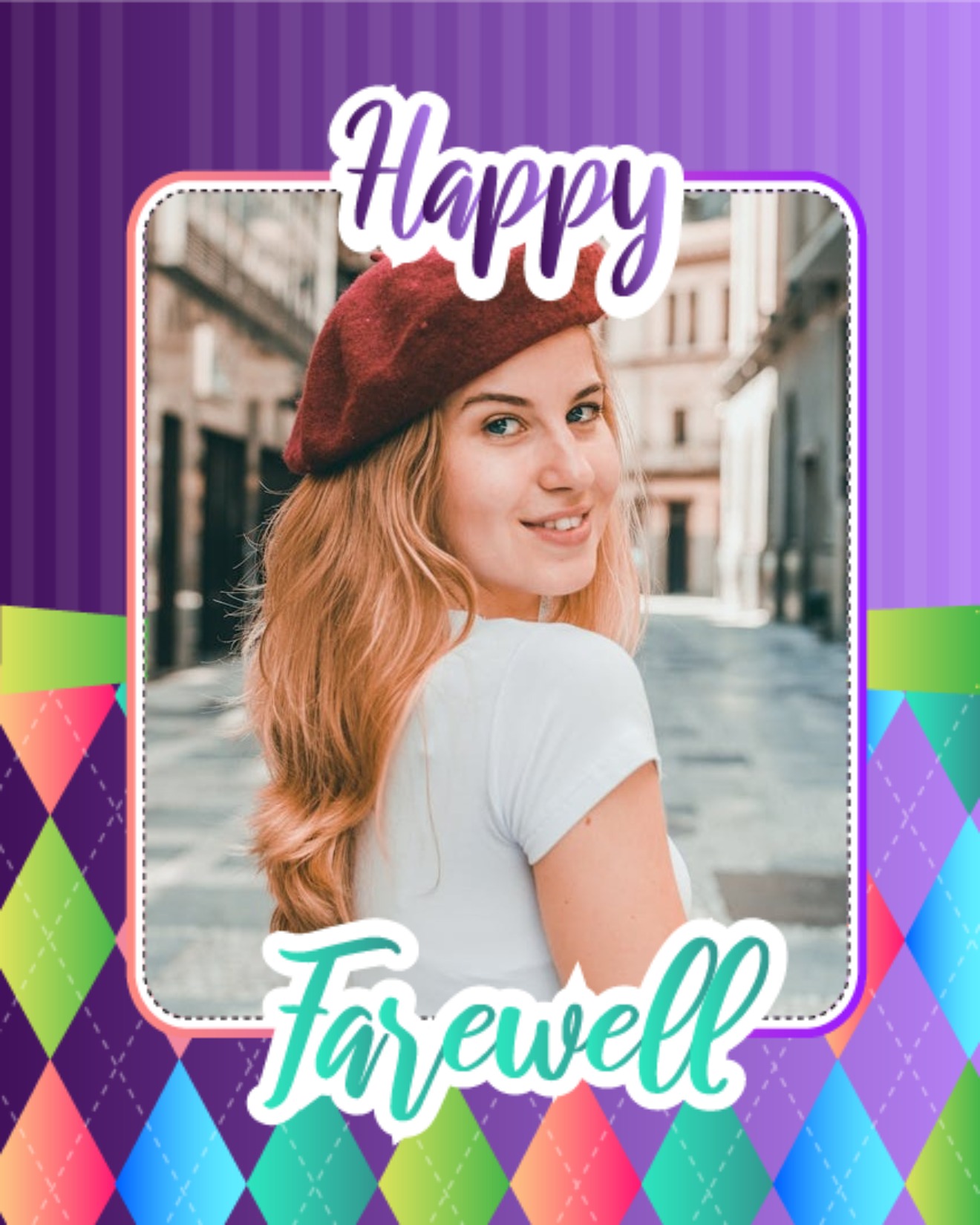 Purple Green online Farewell Card