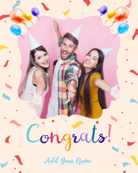 Confetti Balloon Joy online Congratulations Card