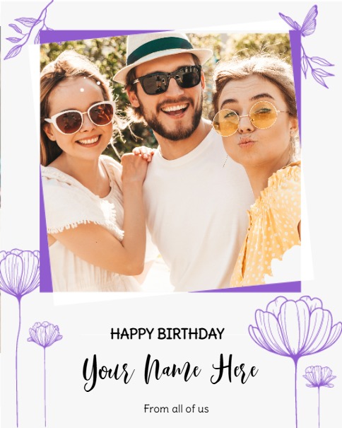 Purple Butterfly online Birthday Card