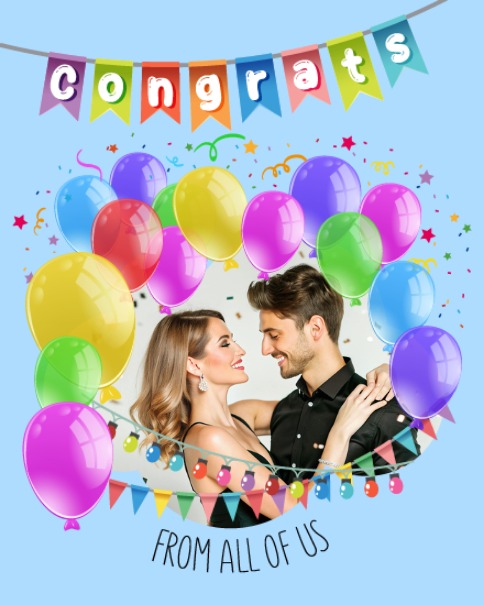 Rainbow Balloon Celebration online Congratulations Card