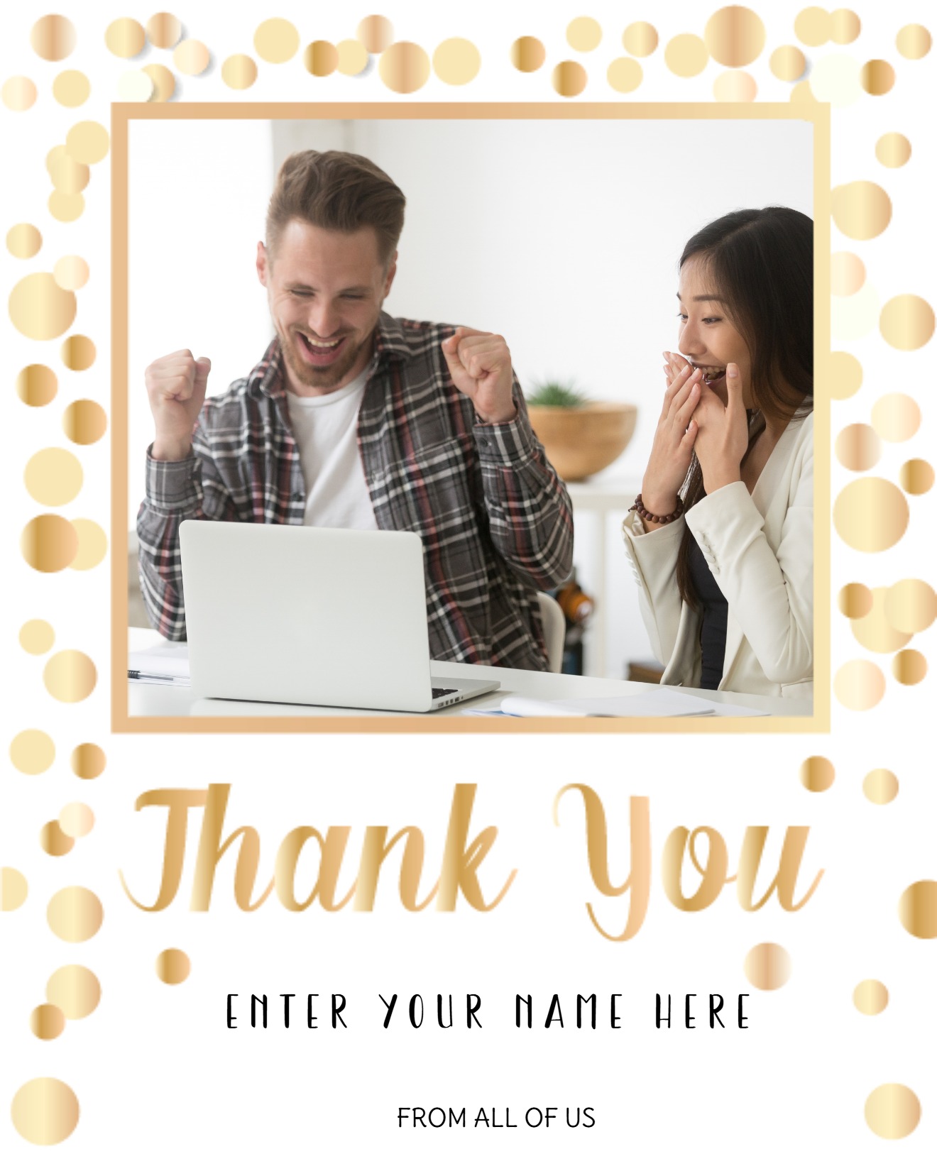 Golden Polka Dots online Thank You Card