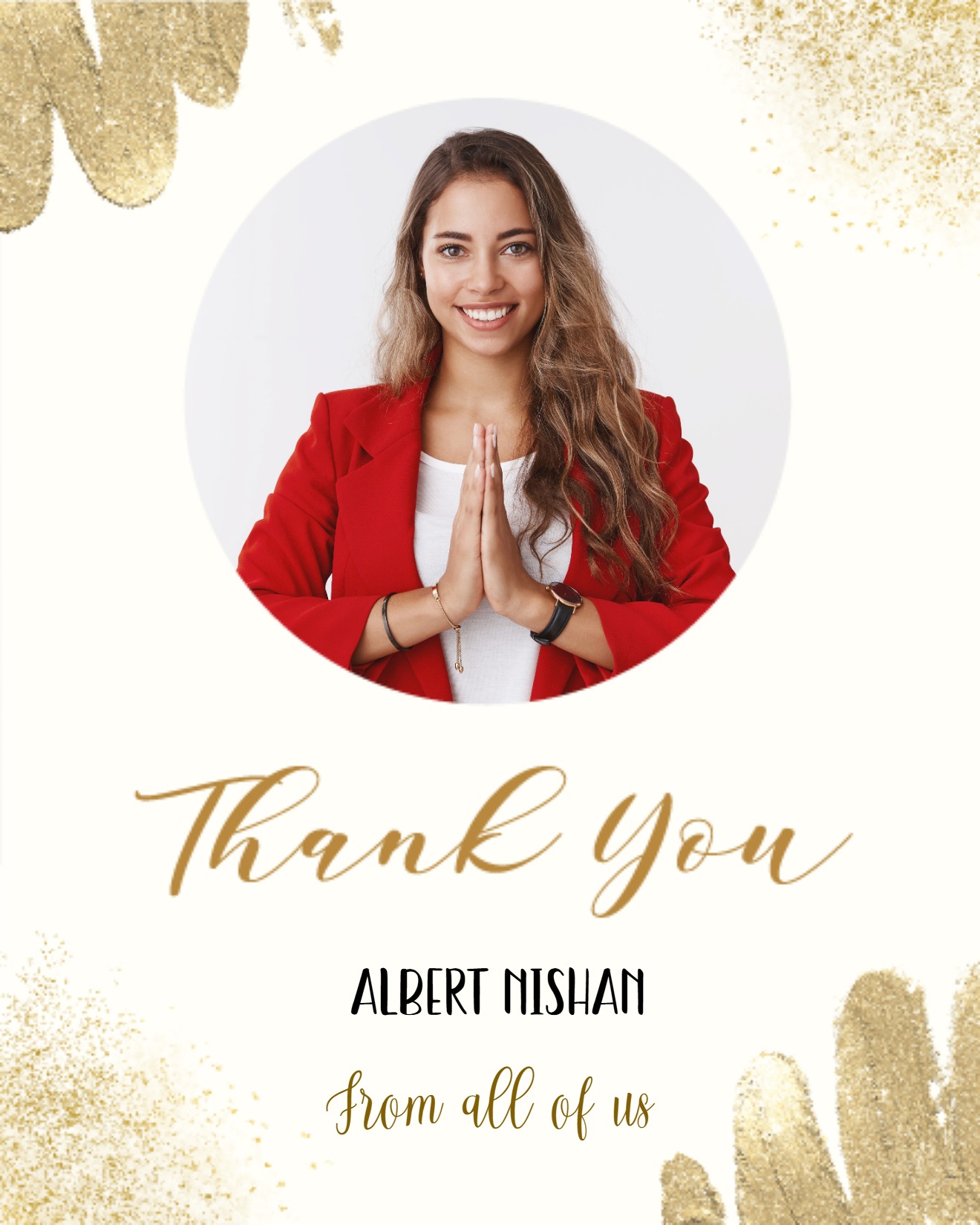 Golden-sparkle online Thank You Card