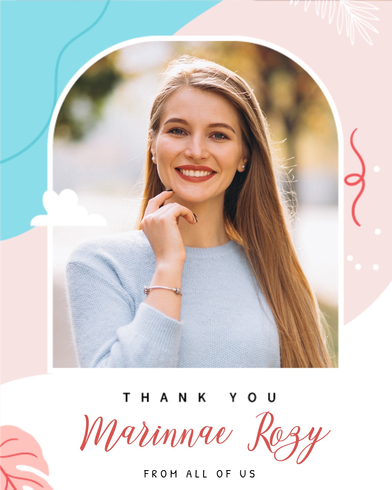 Pink Blue Frame online Thank You Card
