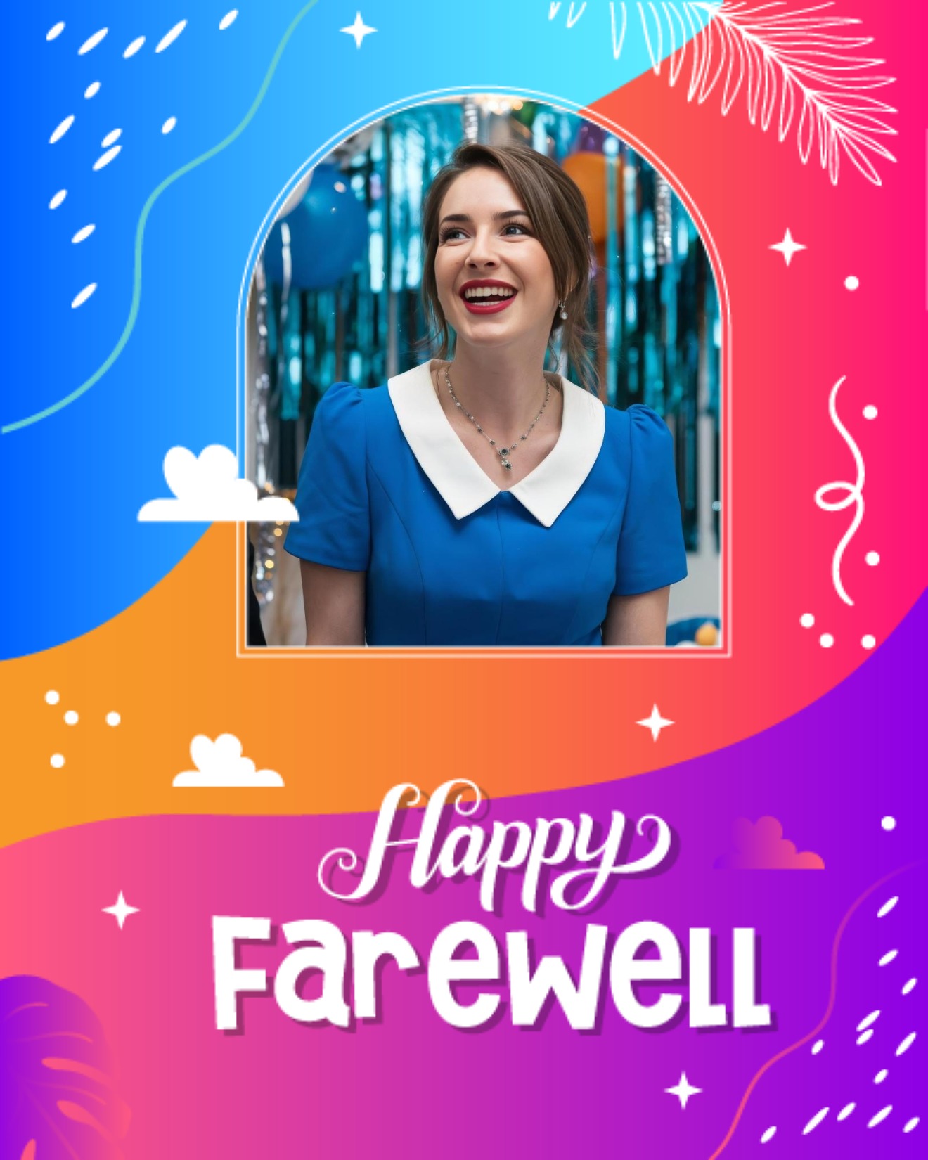 Bright Gradient With Whimsical Elements online Farewell (GoodBye) Card