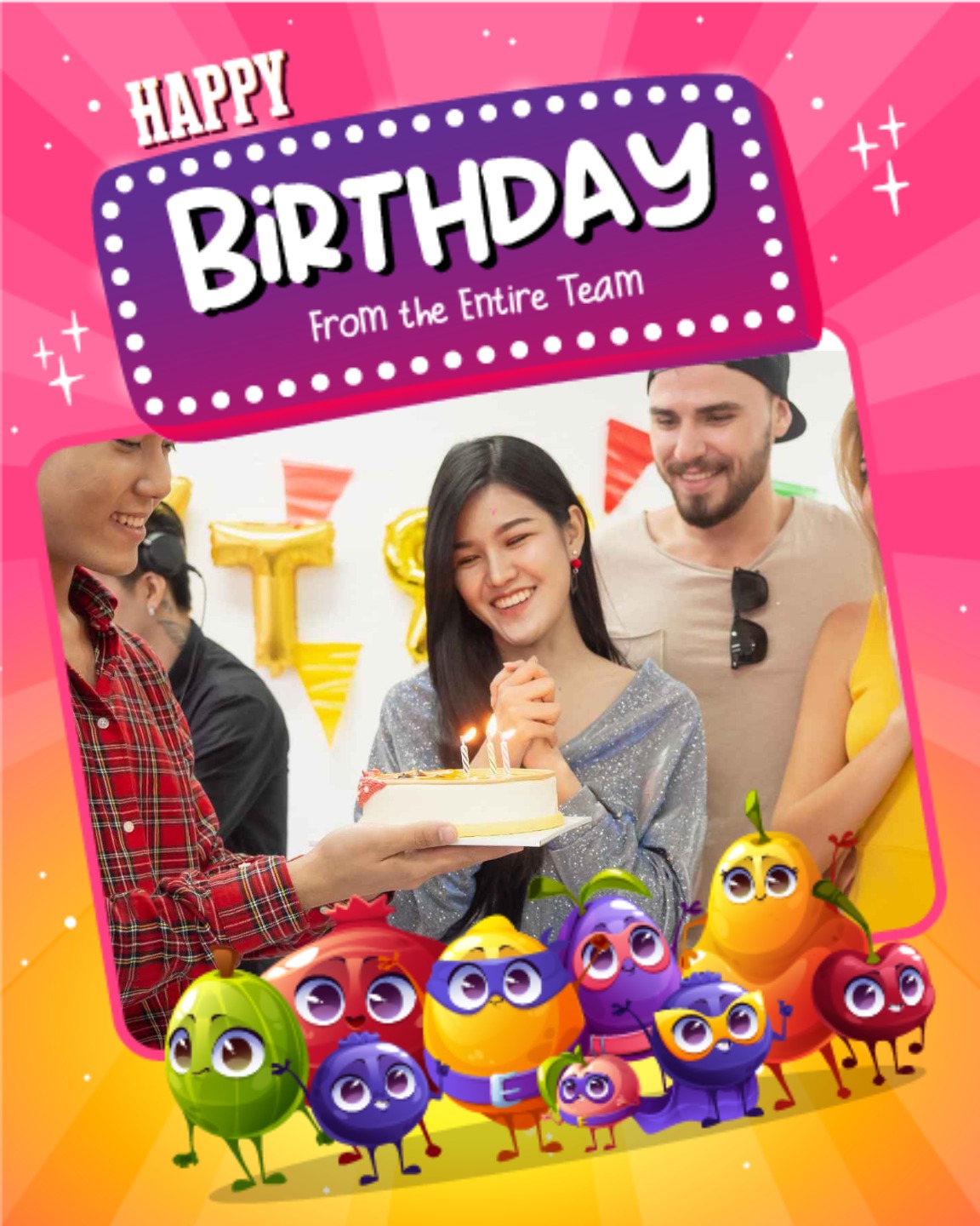 Cartoon Character Theme online Coworker Birthday Card