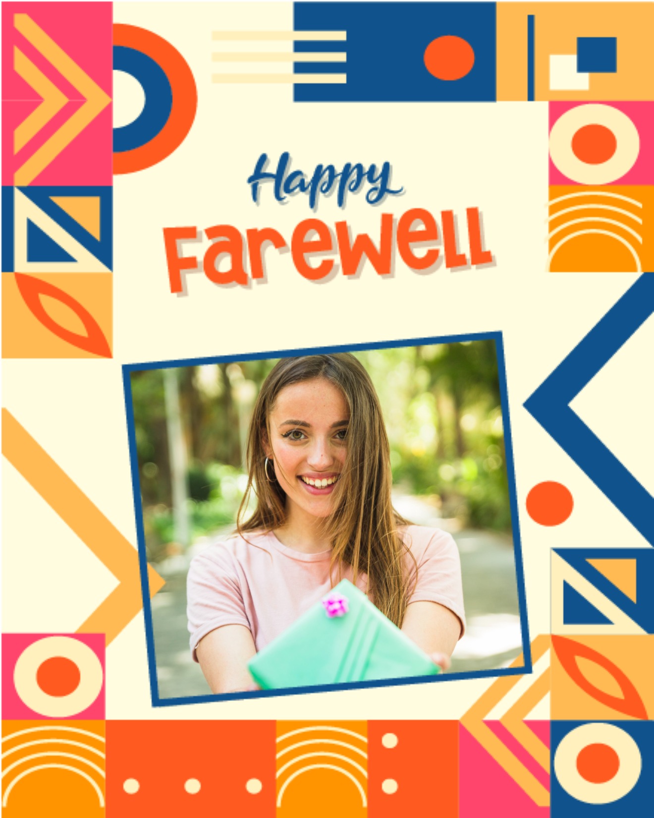 Colorful Geometric Theme online Farewell (GoodBye) Card