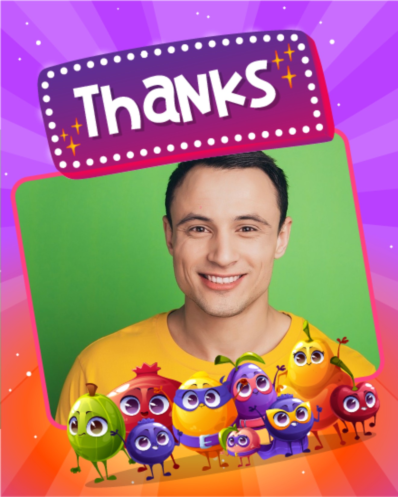 Fruitastic Thanks Just For You online Thank You Card