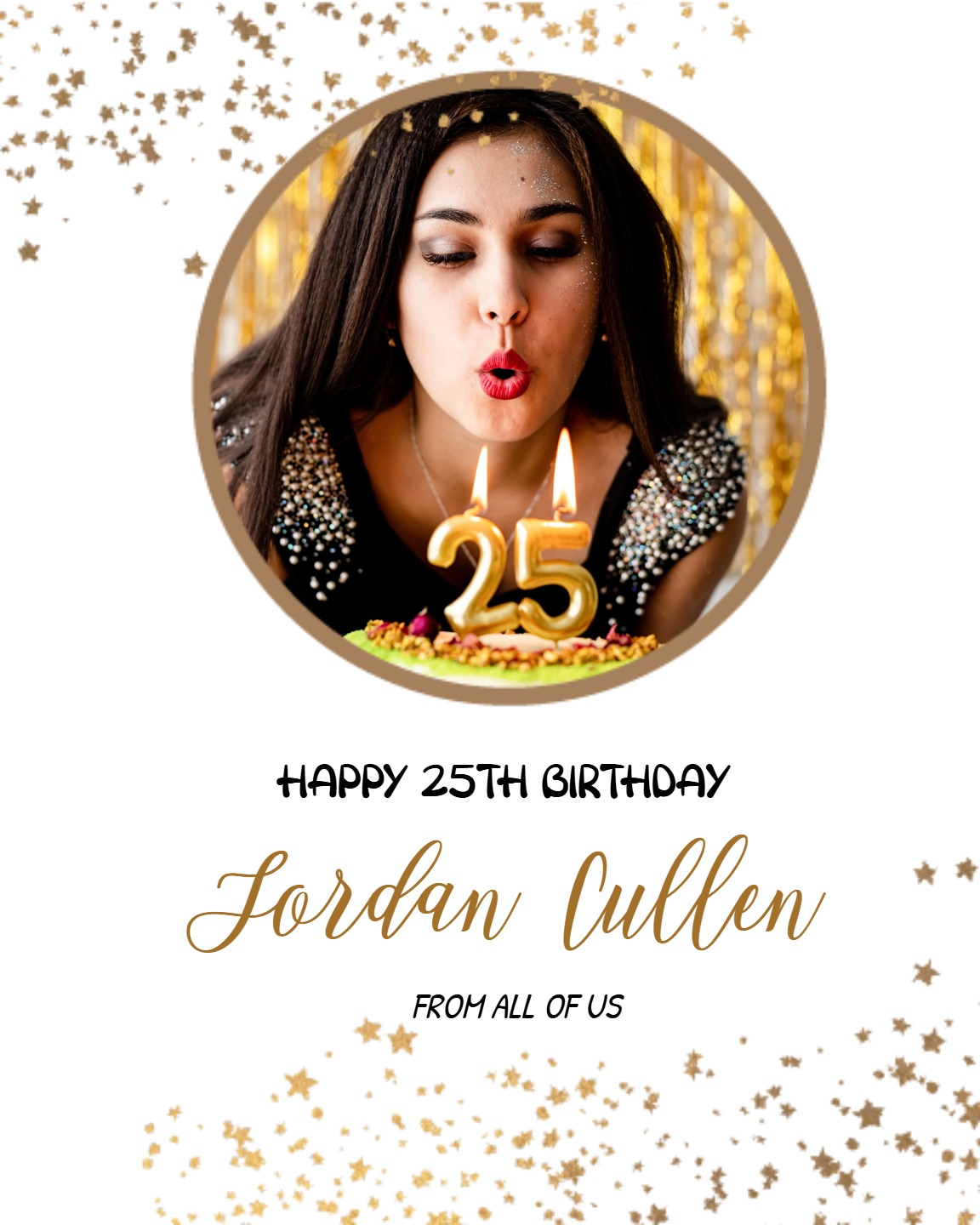 Golden-stars online Birthday Card