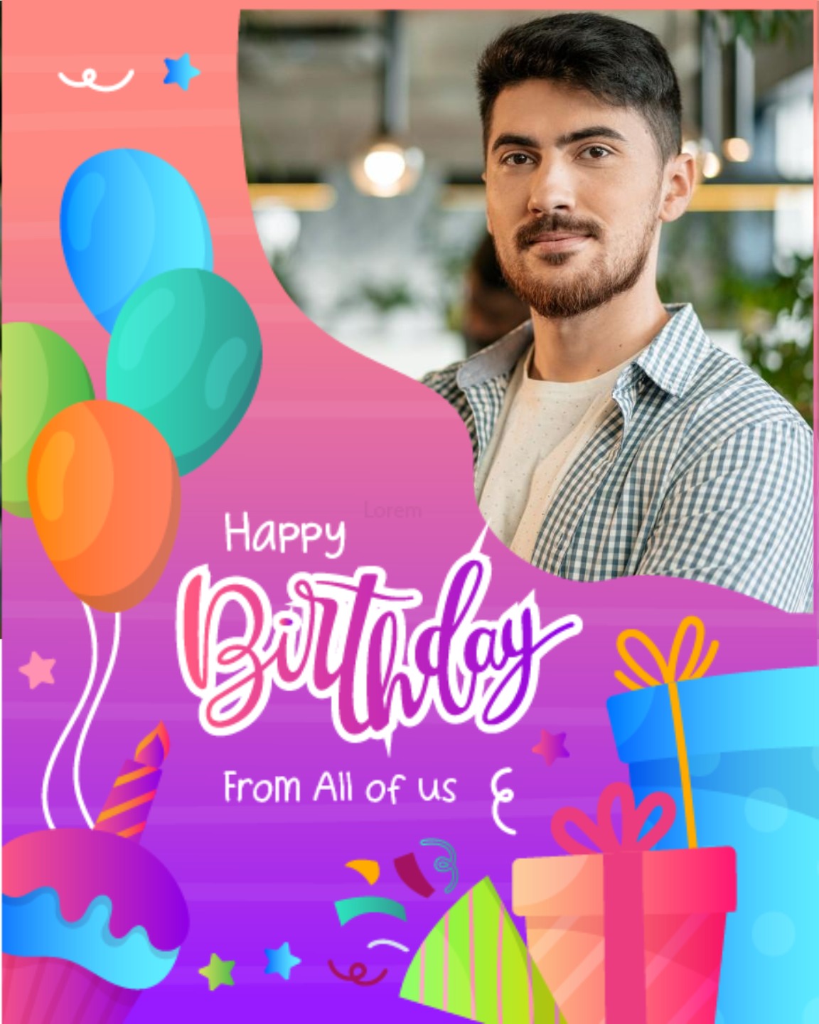 Greeting With Gifts And Balloons online Coworker Birthday Card