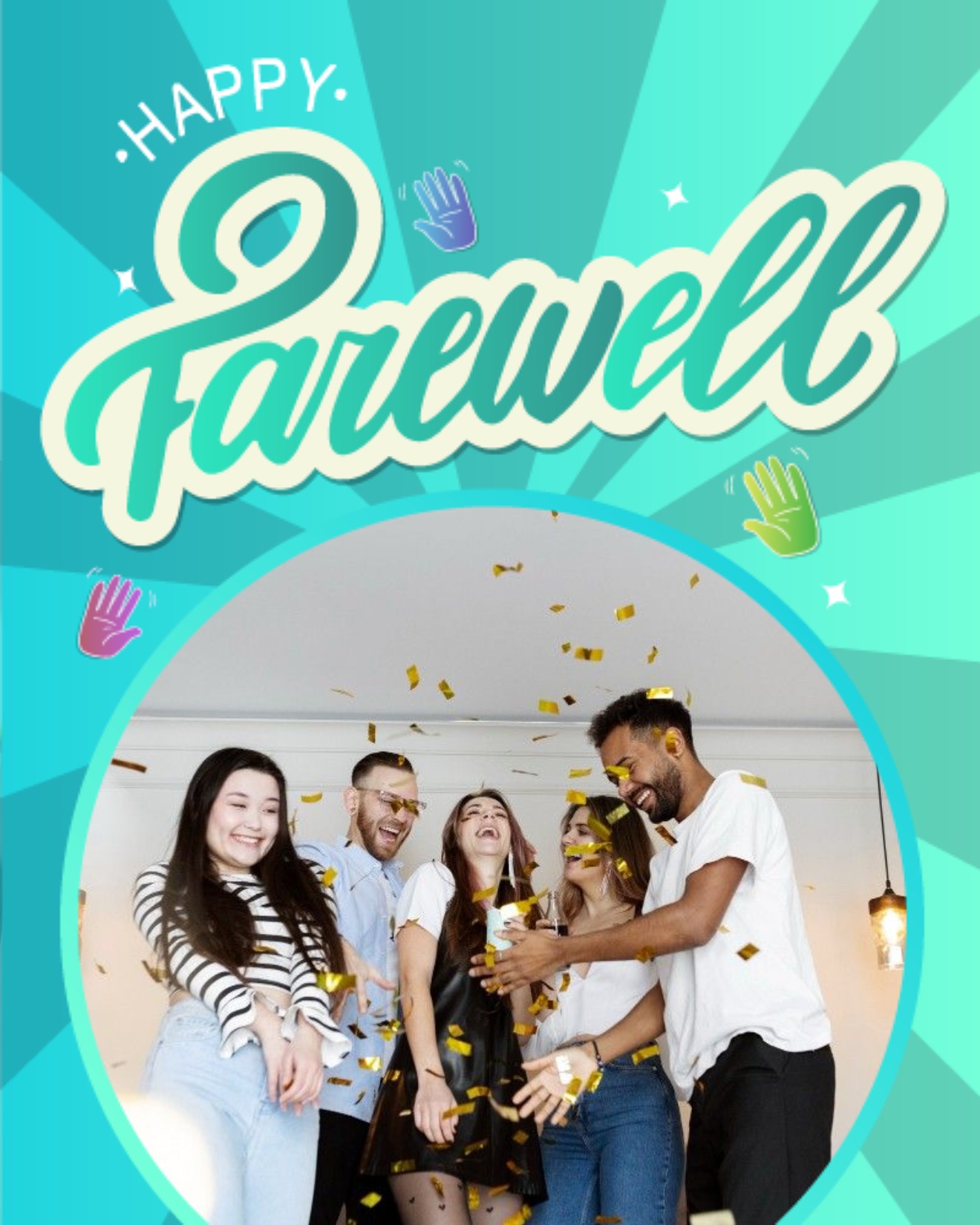 Group Of Coworkers Celebrating online Farewell (GoodBye) Card