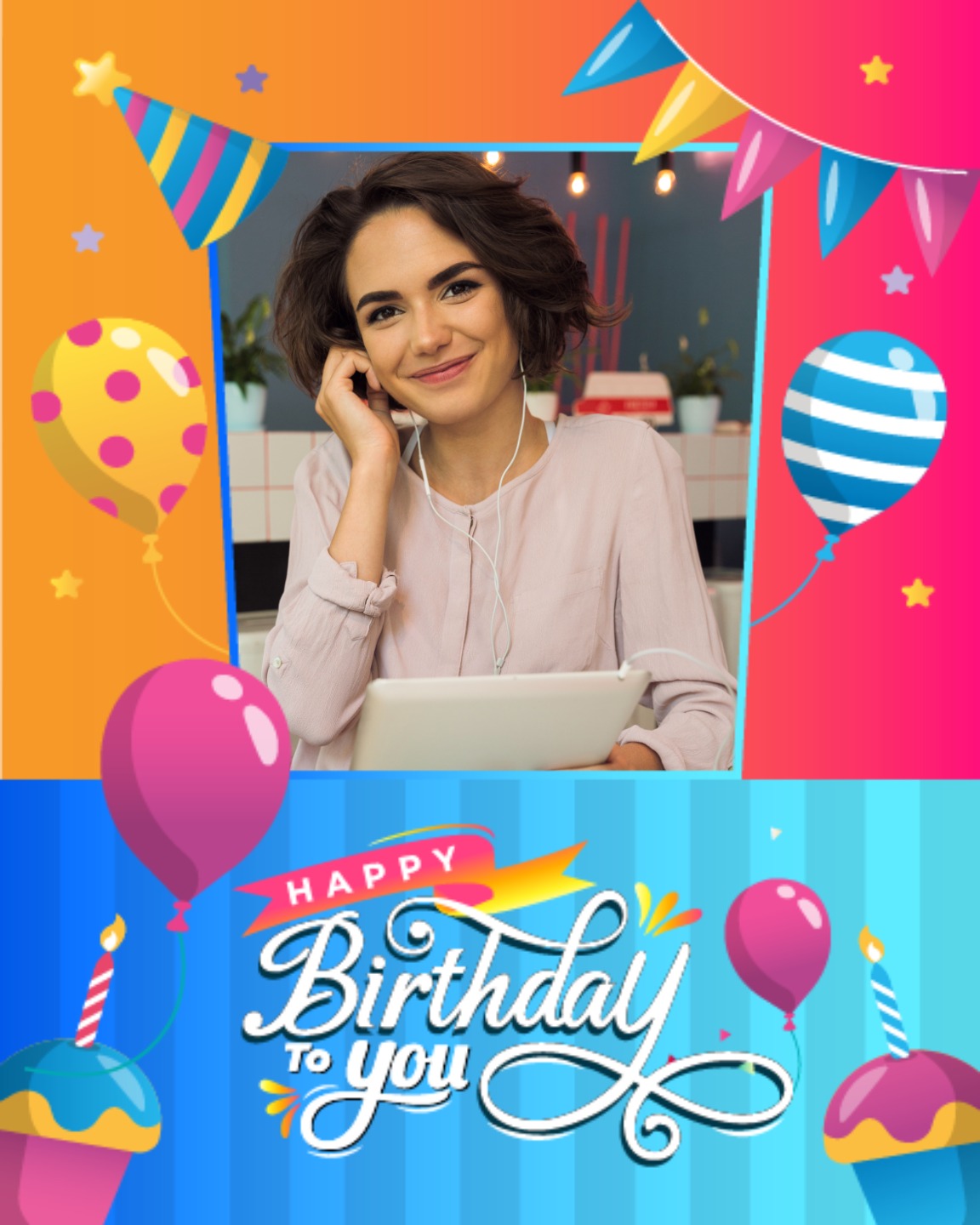 Joyful Card With Balloons And Bright Smiles online Birthday Card