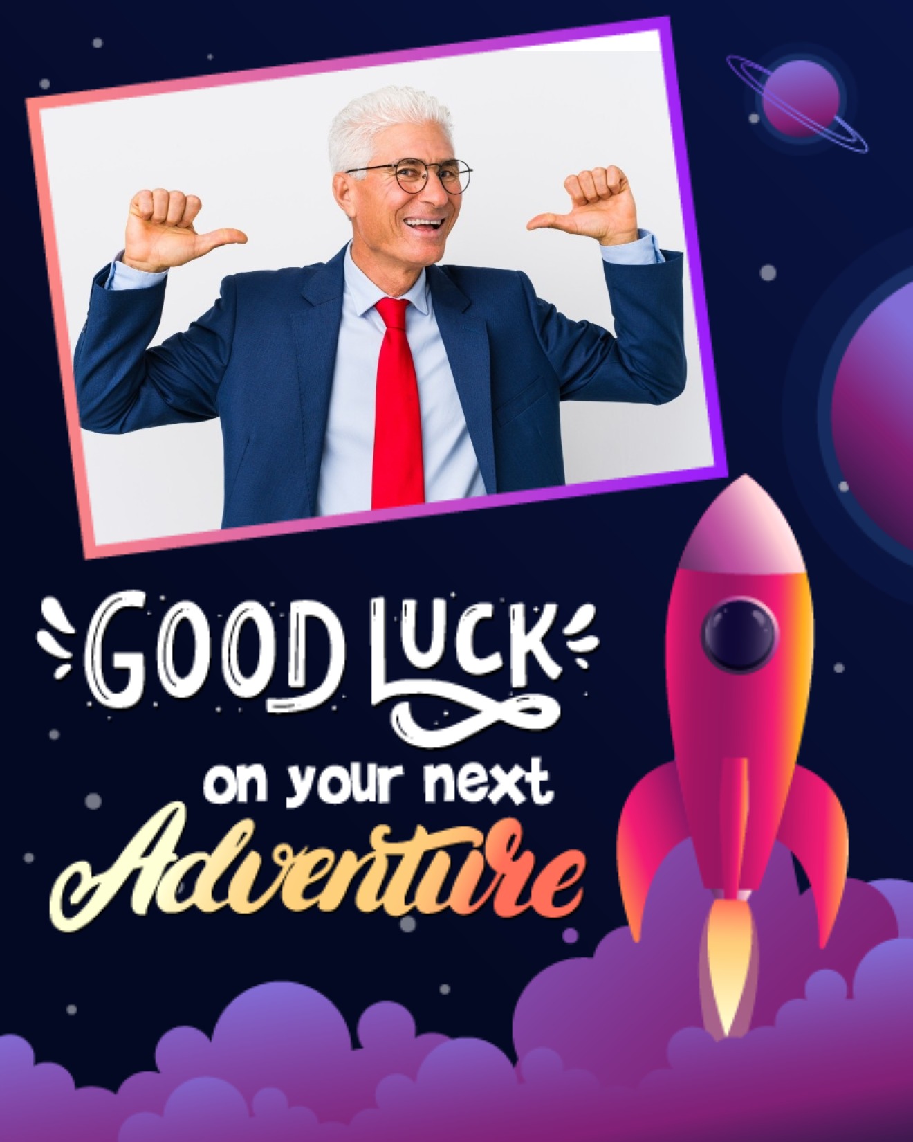 Space-themed Card With Rocket online Farewell (GoodBye) Card