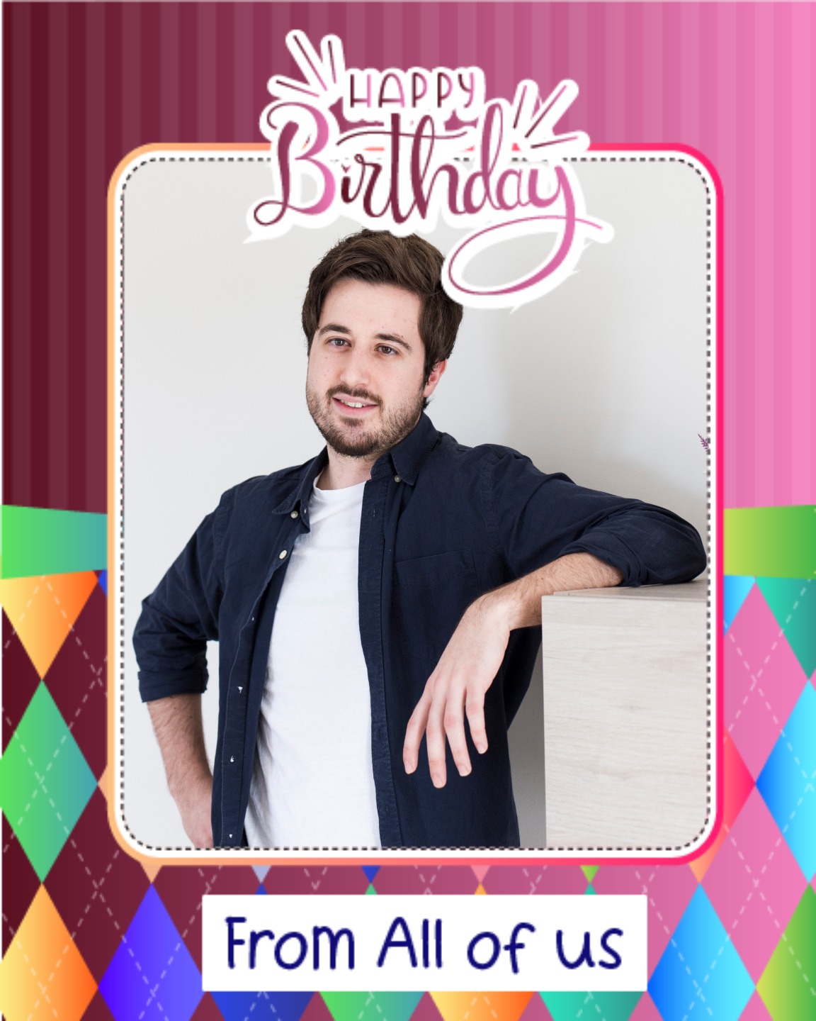 Striped Frame online Coworker Birthday Card